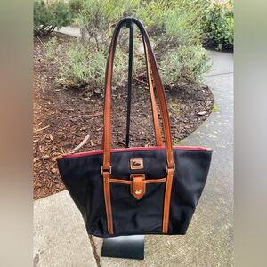 Dooney & Bourke Black Tote with Tan Accents